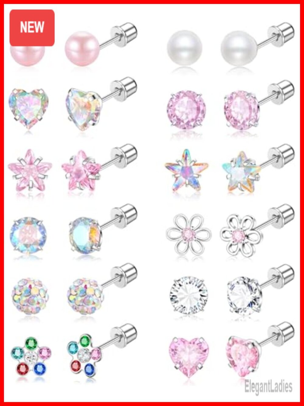 Surgical Stainless Steel Hypoallergenic Stud Earrings Screw Back